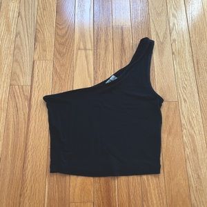 Asos One Shoulder Black Cropped Top